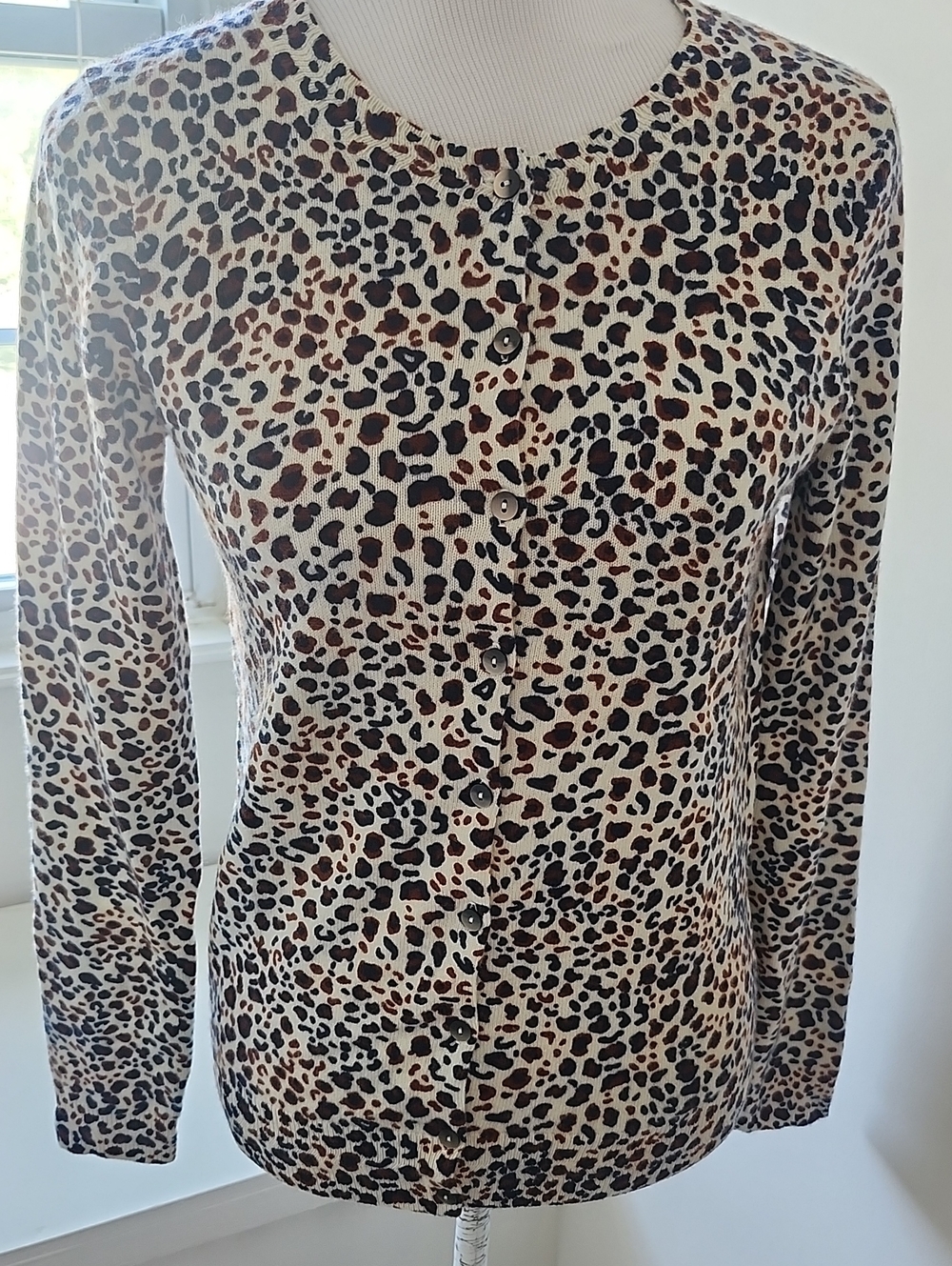 Boden Leopard Cashmere Cardigan Small Classic